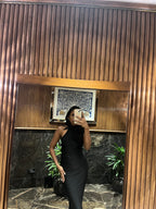 Midnight Muse Halter Gown