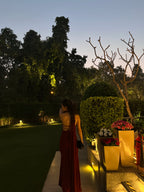 Crimson Backless Draped Gown